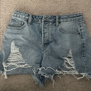 Distressed Denim Shorts